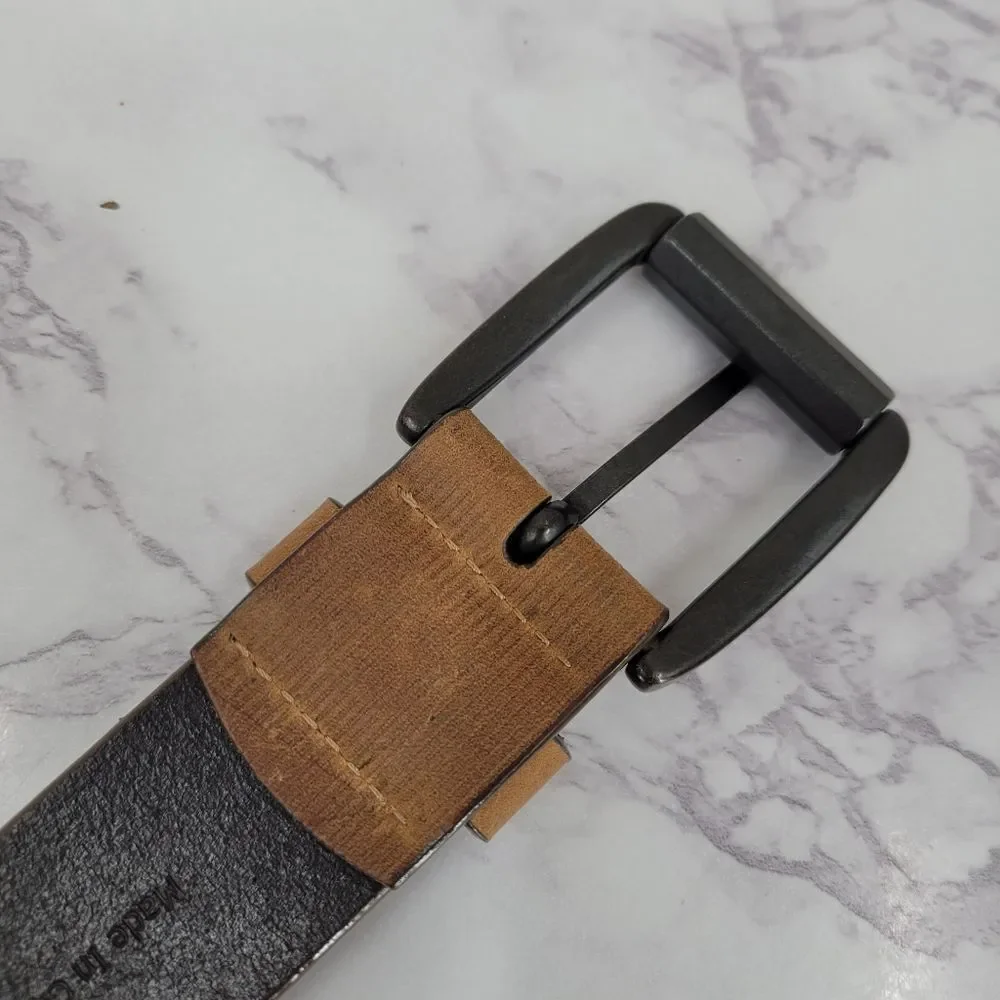 Johnston & Murphy Scored Roller Buckle Belt Men's Tan Leather Belt